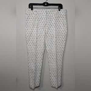 Loft Marisa Riviera Cropped Skinny Pants White Tan Cotton Stretch Women's Size 8